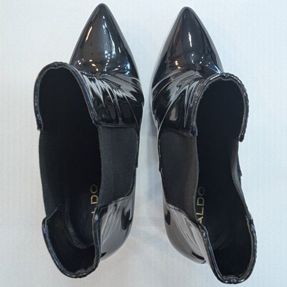 Dressy, Patent-Black stiletto-heeled ankle booties - Size 7.5 - Picture 5 of 7